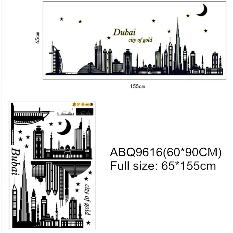 Miếng Dán Tường Abq9616 Dubai City Of Gold 60x90