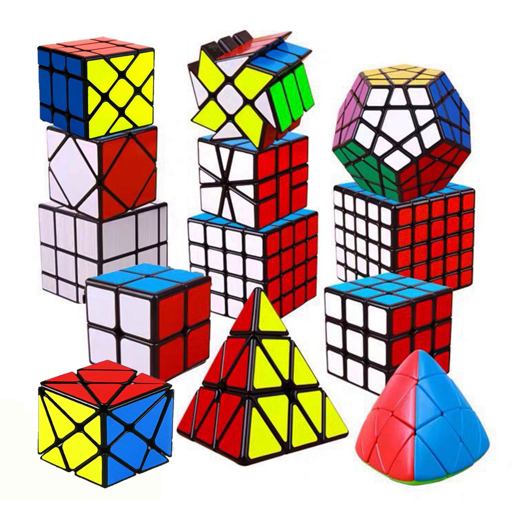 Bộ Rubik Viền Đen Sticker 2x2 3x3 4x4 5x5 Tam Giác 12 Mặt Skewb Square-1 SQ-1 Megaminx Pyranminx Cube