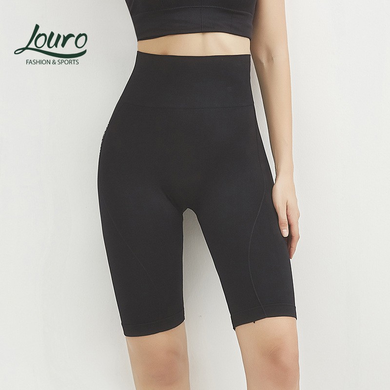 Quần tập gym nữ dáng lửng Louro, kiểu quần đùi, short nữ cạp cao nâng mông, chất liệu co giãn - QL3L