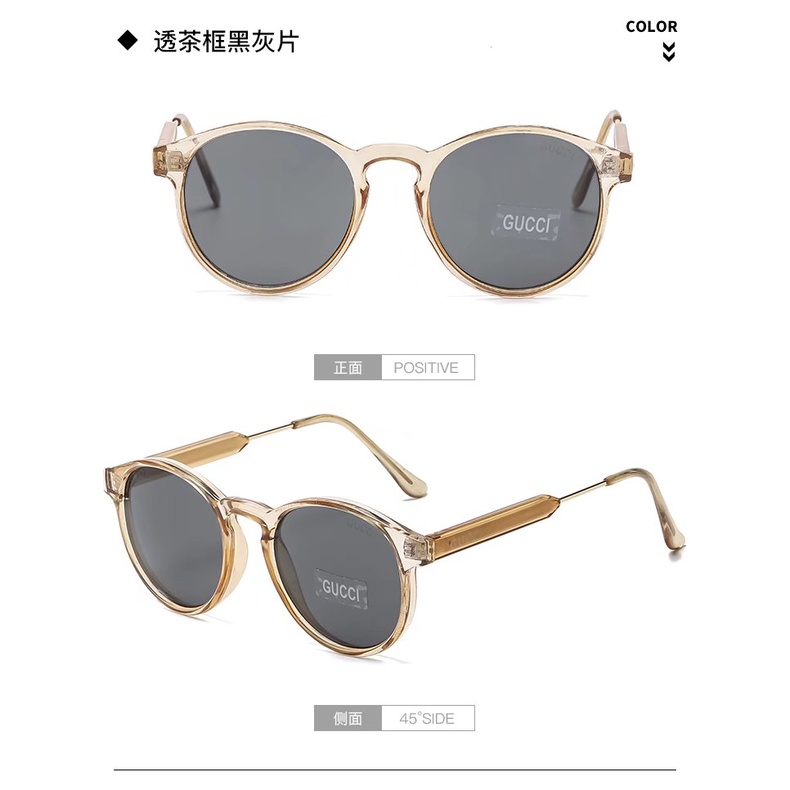 GUCCI Kính Mát Gọng Tròn Màu Vàng Đen Thời Trang Hàn Quốc