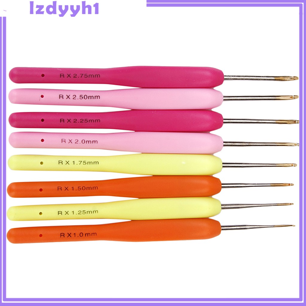 Set 8 Kim Móc Len Đầu Nhựa 1mm-2.75mm Nhiều Màu Sắc