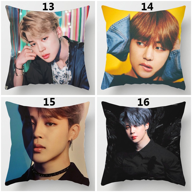 Vỏ gối polyester in hình nhóm nhạc Bts K-Pop kích thước 45x45cm