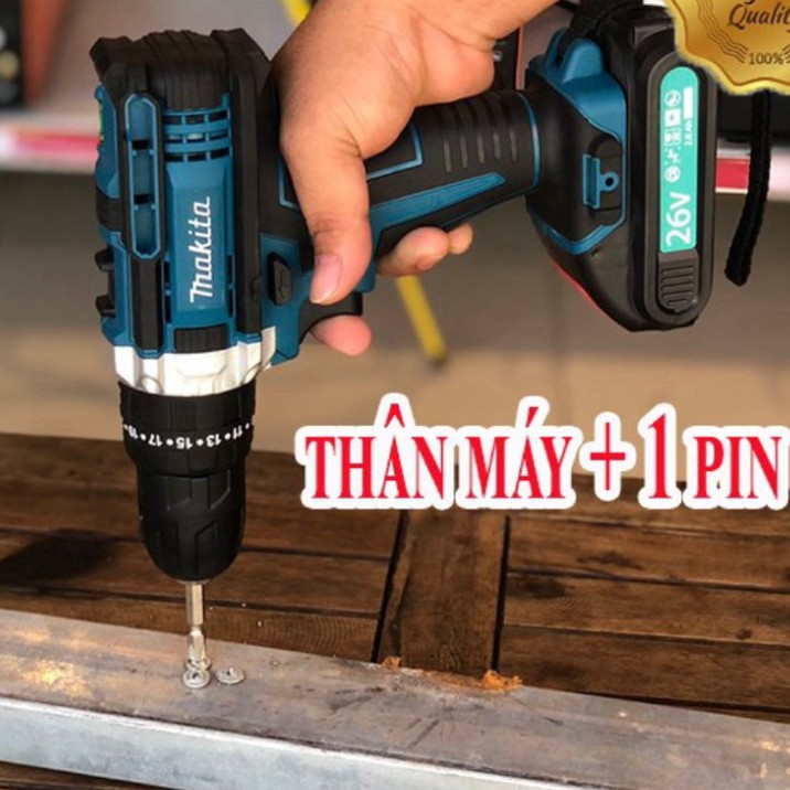 Máy Khoan Pin MAKITA 26V - khoan tường, bắn vít - TẶNG Kèm 24 Chi Tiết - Cơ Khí Liên Sơn