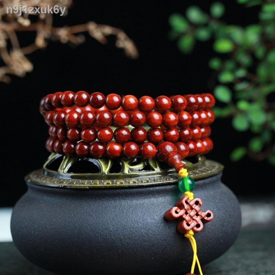 ☌Vòng tay gỗ đàn hương đỏ lá nhỏ cho nam và nữ 108 chiếc, vòng cổ bằng gỗ, chuỗi áo len, chuỗi hạt cầu