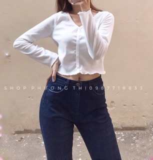 Áo croptop tăm dài tay ulzzang (hình shop tự chụp/sẵn)