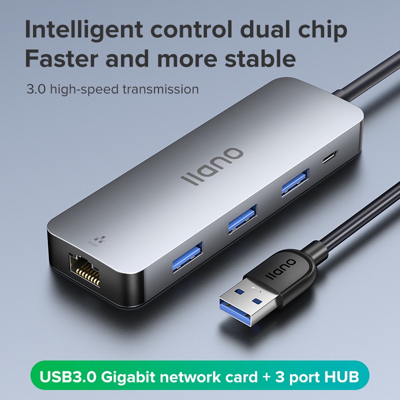 Hub đầu chia nguồn mạng LAN llano USB3.0 RJ45 USB/Type-C dành cho Switch