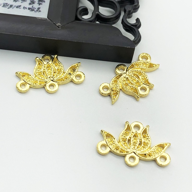 (1 cái)Phiến đúc hoa sen 14*22mm, Nguyên liệu làm trang sức cổ trang, Nguyên liệu diy