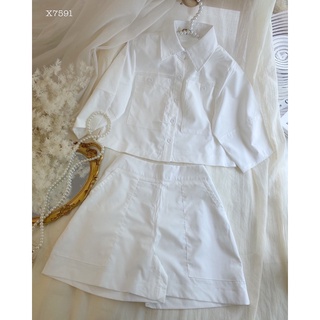SET ÁO SƠ MI CROPTOP KÈM SHORT