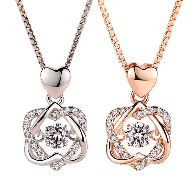 Smart Heart Necklace Female Rose Gold Plated Pendant Clavicle Chain Jewelry