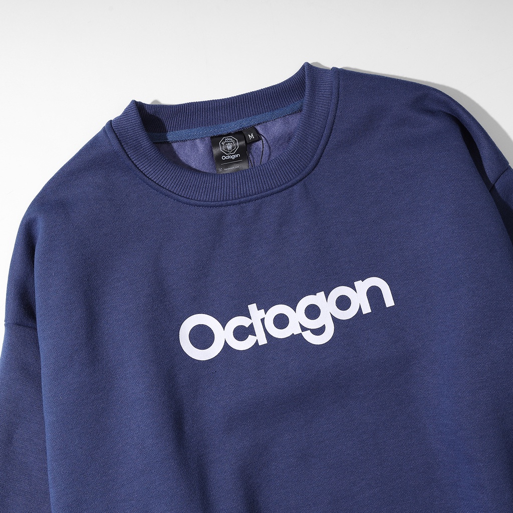 Áo Sweater Form Rộng OCTAGON ESSENTINAL Nỉ Bông Màu Xanh Navy | BigBuy360 - bigbuy360.vn