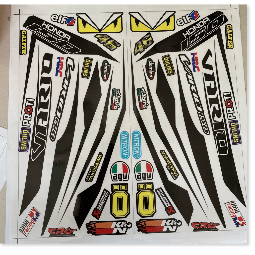 ( Quí khách vui lòng mang ra tiệm cho thợ dán ) Tem vario 150 trắng