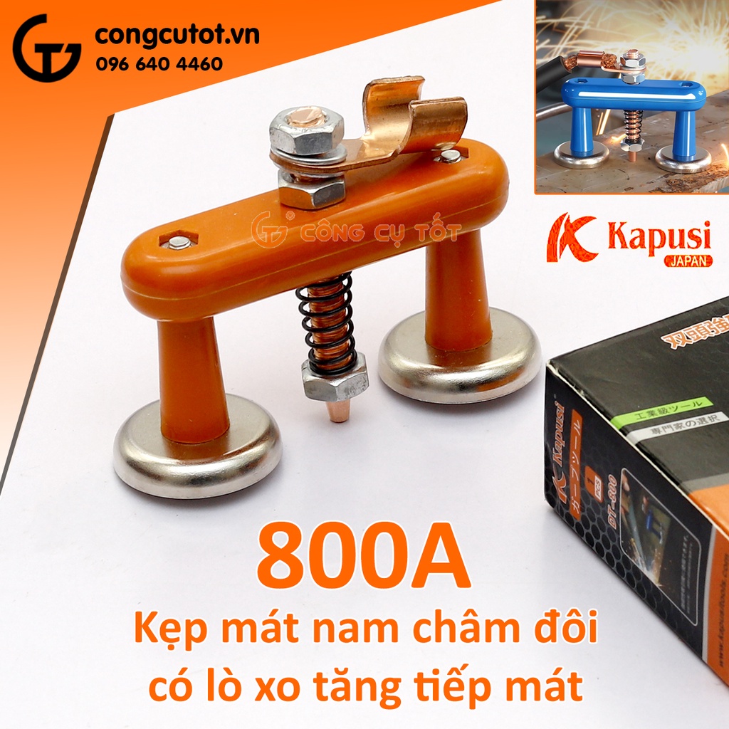 Kẹp mát nam châm đôi 800A tiếp xúc lò xo Kapusi DT-800