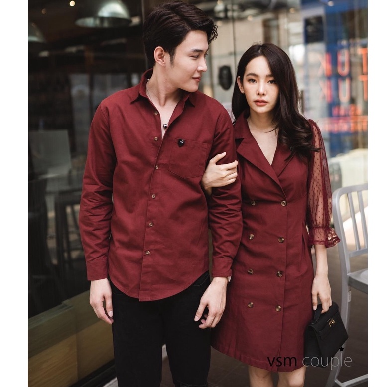Set đồ đôi, đồ cặp chụp cưới, đi tiệc đỏ cổ vest tay lưới siêu xinh giá rẻ Forever Couple Store (giá gồm áo váy)