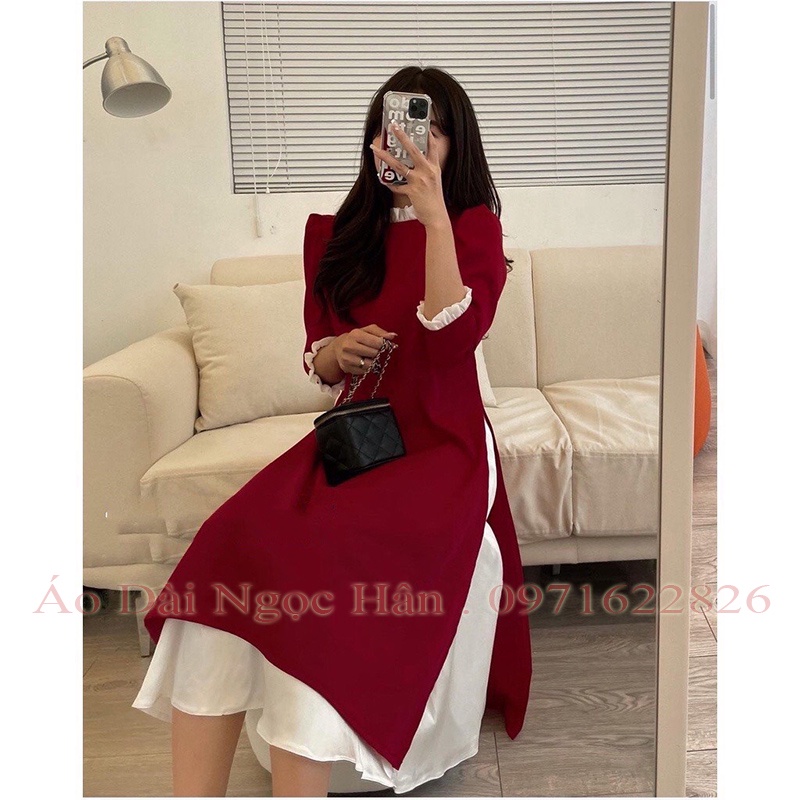 Áo Dài Nữ Cách Tân Kèm Chân Váy Mặc Tết TK30