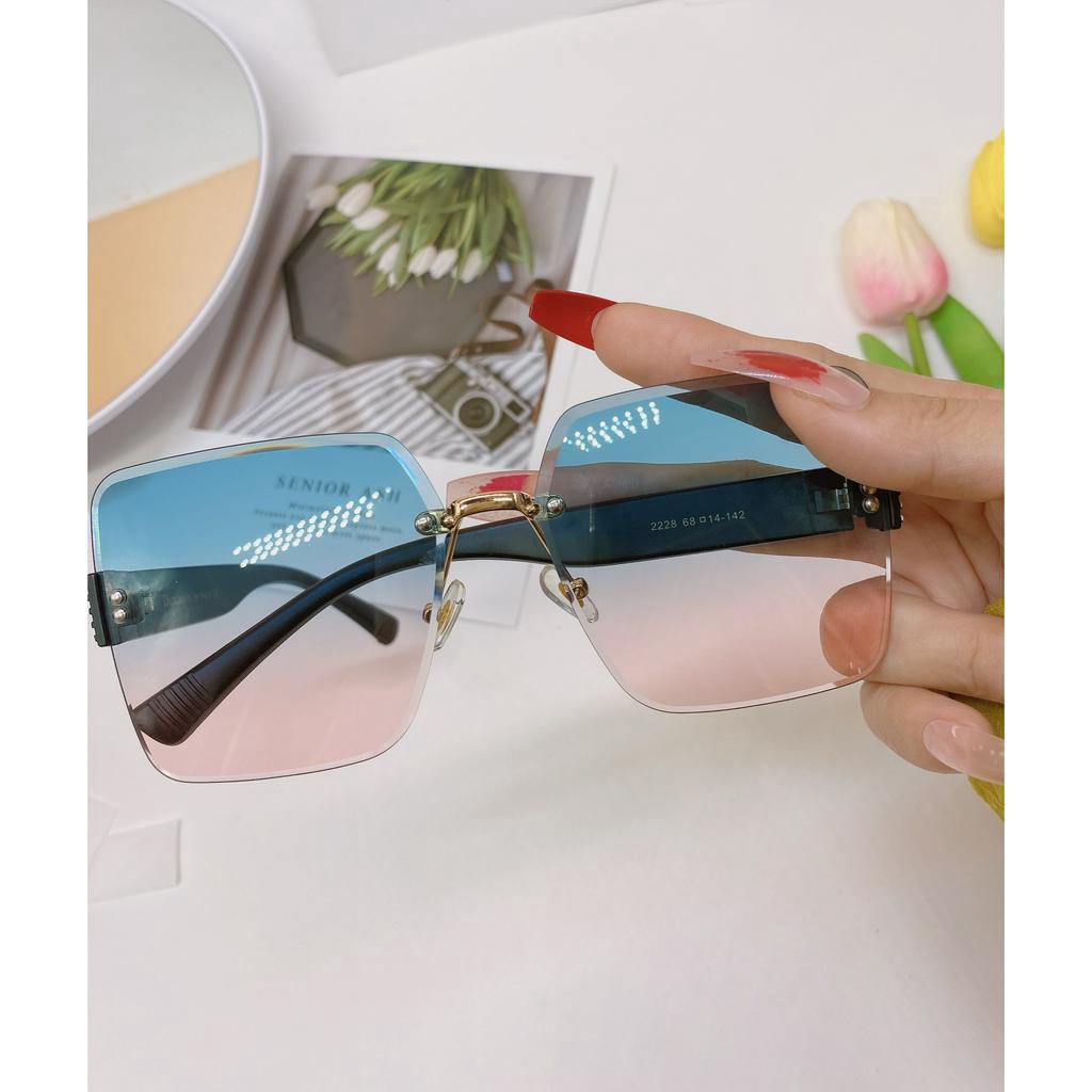 Ảnh thật Kính ốc pha lê thiết kế k viền đi ngày và đêm cao cấp chống UV400 chống chói bảo vệ mắt -D2228 kính mát nữ