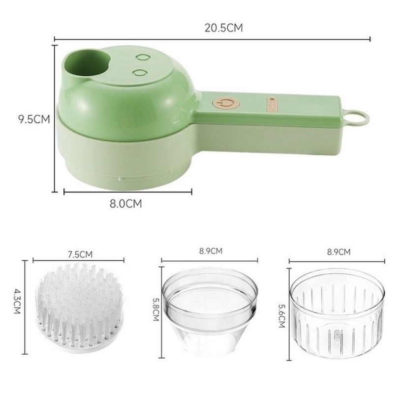 Máy Băm Rau Củ Qủa, Tỏi Ớt Cầm Tay 6 in 1, Máy Xay Thái Tỏi Ớt Rau Củ Sử Dụng Pin Sạc Cổng USB Tiện Dụng