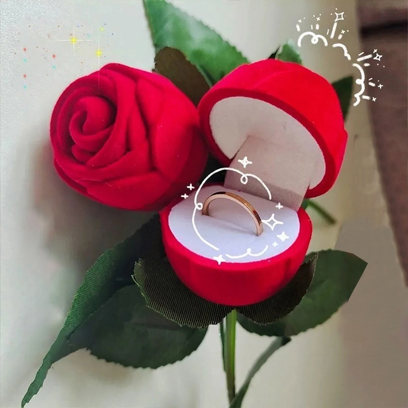 Hộp Đựng Nhẫn Hình Hoa Hồng Lãng Mạn
