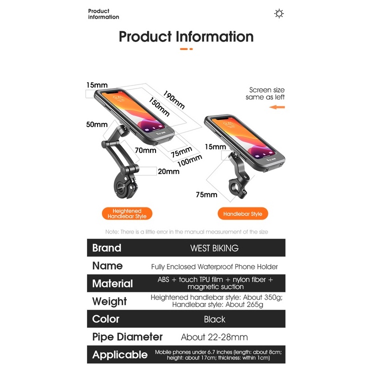 Giá đỡ điện thoại gắn tay lái xe đạp/ xe máy West Biking xoay 360 độ chống thấm nước tiện dụng