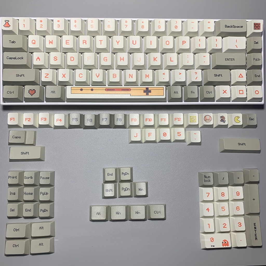 Keycap Game RETRO chất liệu PBT profile Cherry 121 nútcông nghệ in Dyesub dành cho bàn phím cơ