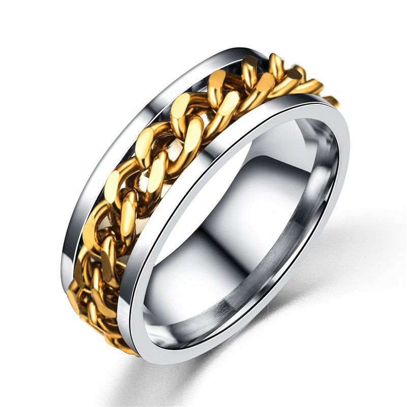 weiweijewelry/Nhẫn Thép Titan 316L Có Chuỗi Dây Xích Có Thể Xoay Mở Bia Cho Nam Và Nữ