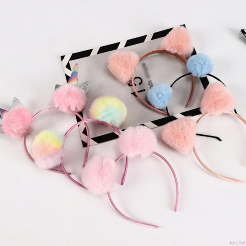 Korean Genuine Headwear Children's Plush Cat Ear Temperament Sweet Head Band Buckle