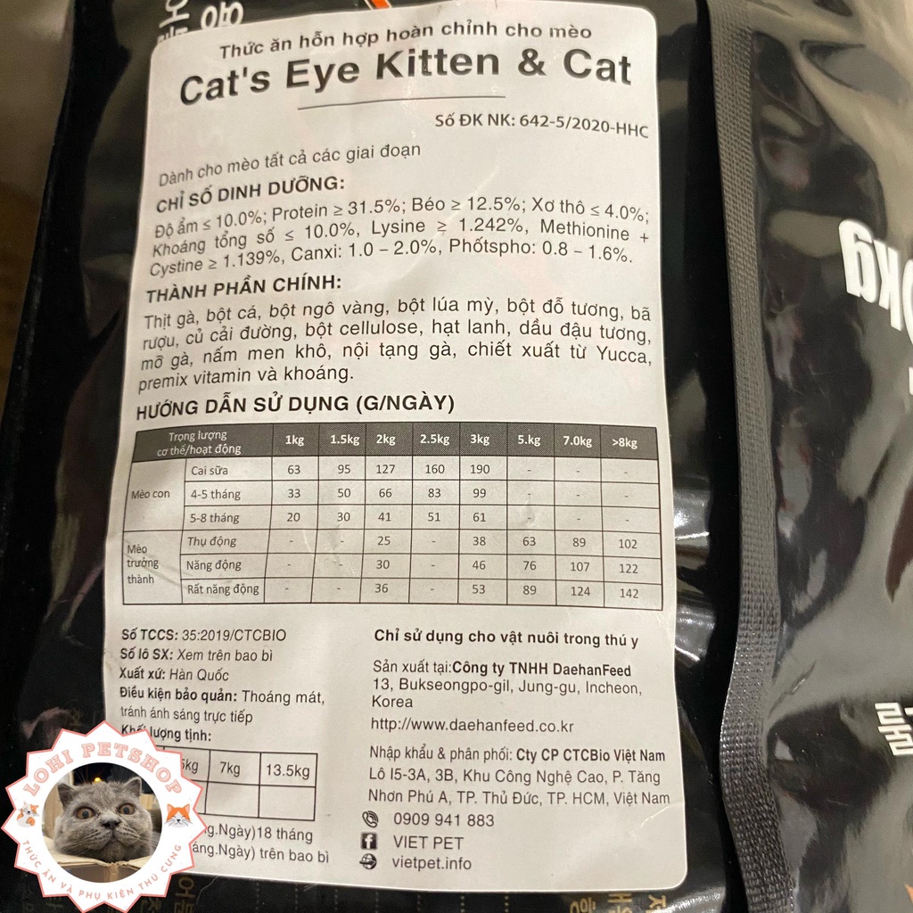 [Cateye] Thức ăn hạt cat's eye cho mèo gói lẻ 1kg