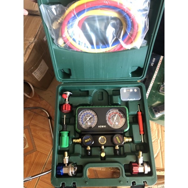 Đồng hồ nạp gas đôi, Bộ đồng hồ nạp gas máy lạnh, điều hòa ô tô chuyên dụng, Đồng hồ nạp gas Howhi