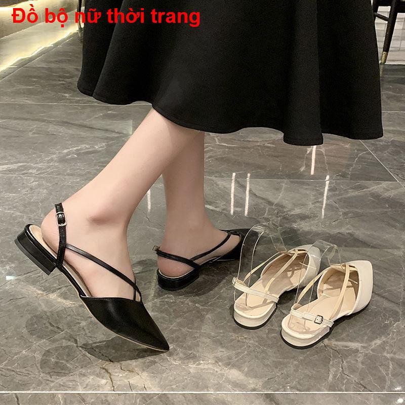 giày gótSandals nữ Fairy Style Summer 2021 Mang ngoài mới Phiên bản Hàn Quốc Wild Net Red Student Ladies Flat Roman1