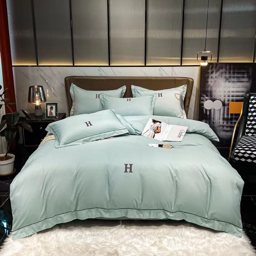 BỘ CHĂN GA GỐI THÊU CHỮ 🅷