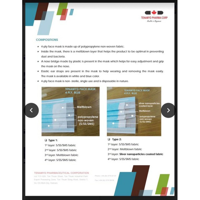 KHẨU TRANG Y TẾ 4 LỚP KHÁNG KHUẨN TENAMYD