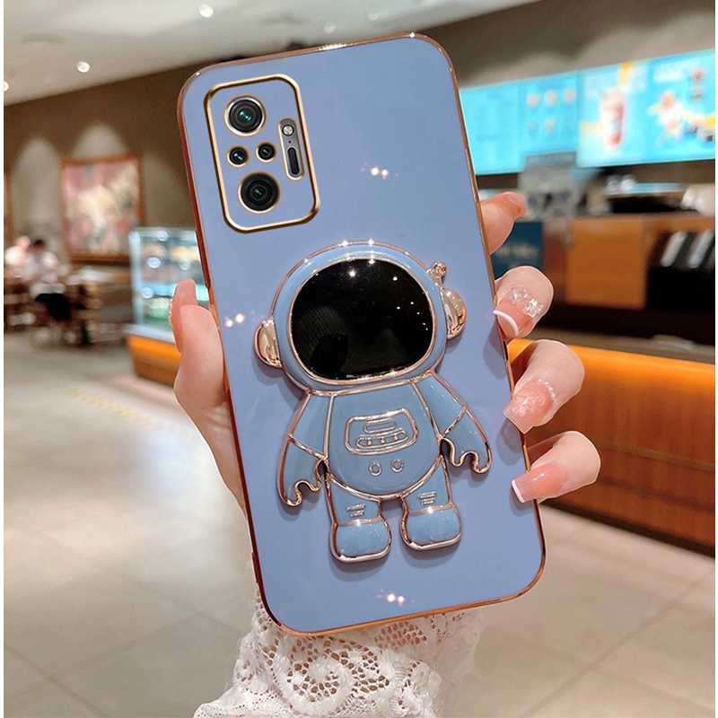 Ốp Điện Thoại Dẻo Họa Tiết Phi Hành Gia Kèm Giá Đỡ Cho Xiaomi Redmi Note 10 Pro Max 10S 10T Poco M5S X3 GT M3 Pro