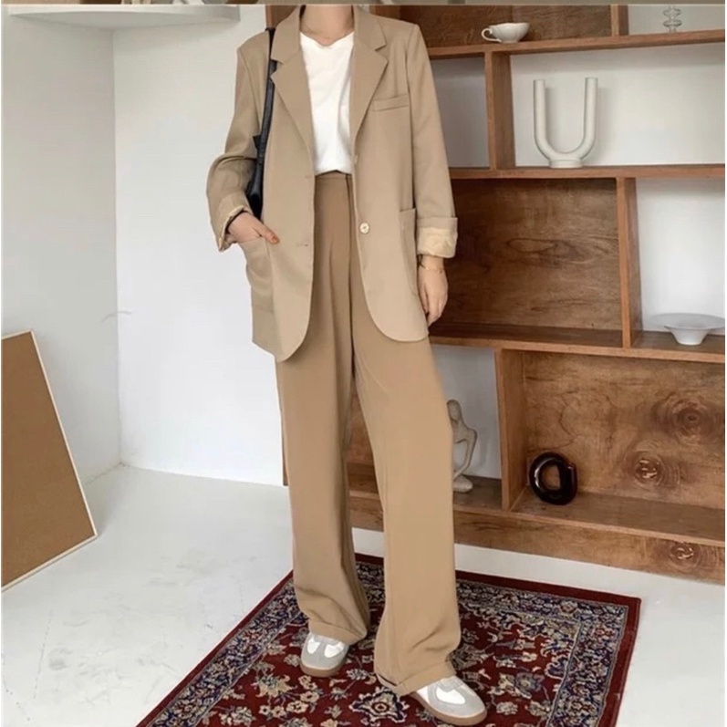 Áo khoác Blazer oversize Nâu | Ulzzang style | BigBuy360 - bigbuy360.vn