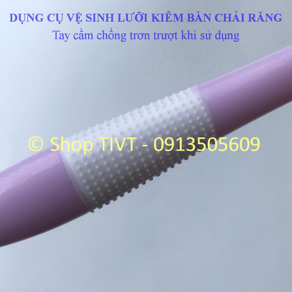 Dụng cụ răng miệng 2 đầu: dùng để vệ sinh lưỡi, làm bàn chải đánh răng, tiện ích 2 trong 1, bàn chải kiêm nạo lưỡi-TIVT