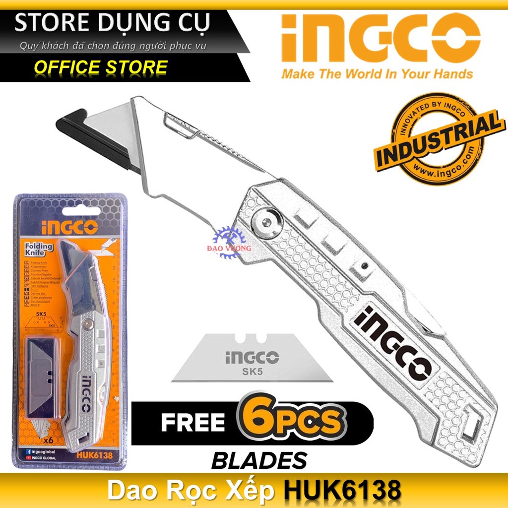 Dao gấp, Dao cắt tiện dụng INGCO HUK6138 | HUKB611 | Dao rọc giấy cao cấp