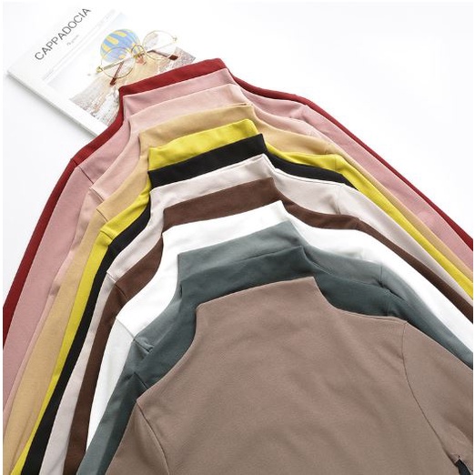 Áo thun giữ nhiệt nữ cao cổ LÓT NỈ co giãn tốt phong cách Hàn Quốc hàng Quảng Châu loại 1 AL06 (5cm)