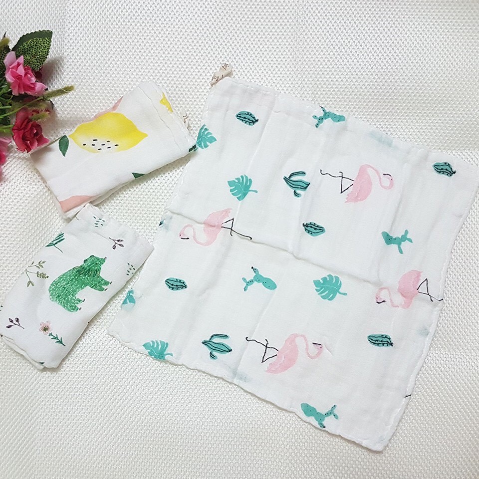 Set 3 khăn sữa sợi tre Muslin mềm mịn cho bé