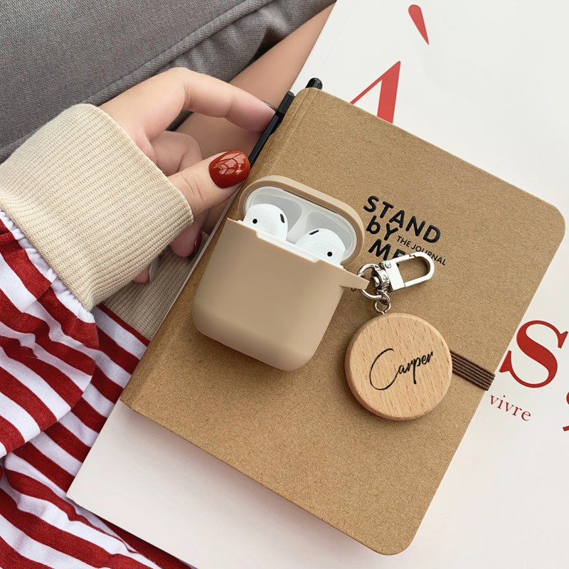 Vỏ Bảo Vệ Hộp Sạc Tai Nghe airpods 1/2 Apple bluetooth Không Dây Bằng Silicon Mềm Họa Tiết Bảng Gỗ Tùy Chỉnh DIY