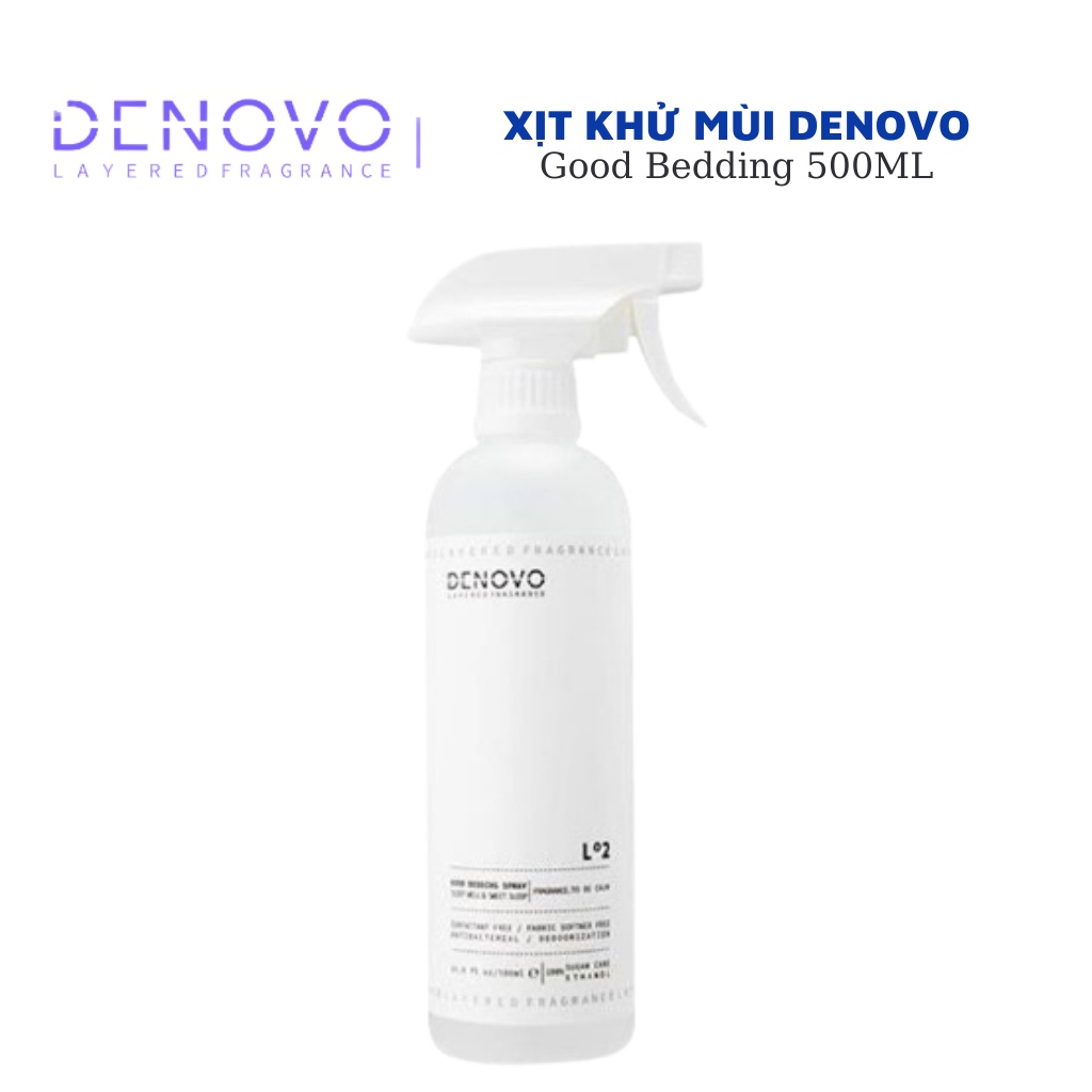 Xịt khử mùi khử trùng kháng khuẩn DENOVO Good Bedding Hàn Quốc 500ML - Xịt khử mùi chăn nệm, phòng ngủ an toàn cho bé