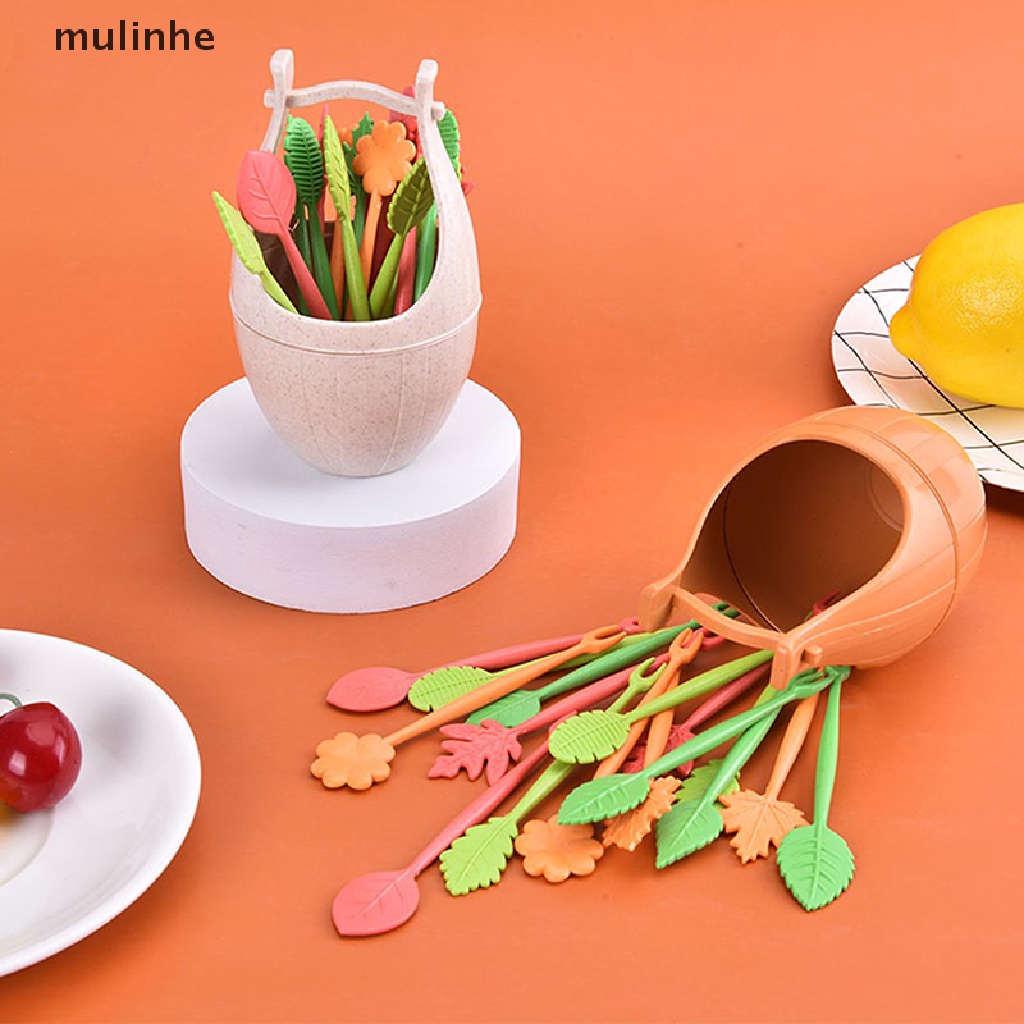 Set 16 Nĩa Ăn Trái Cây Mini Hình Hoạt Hình Dễ Thương