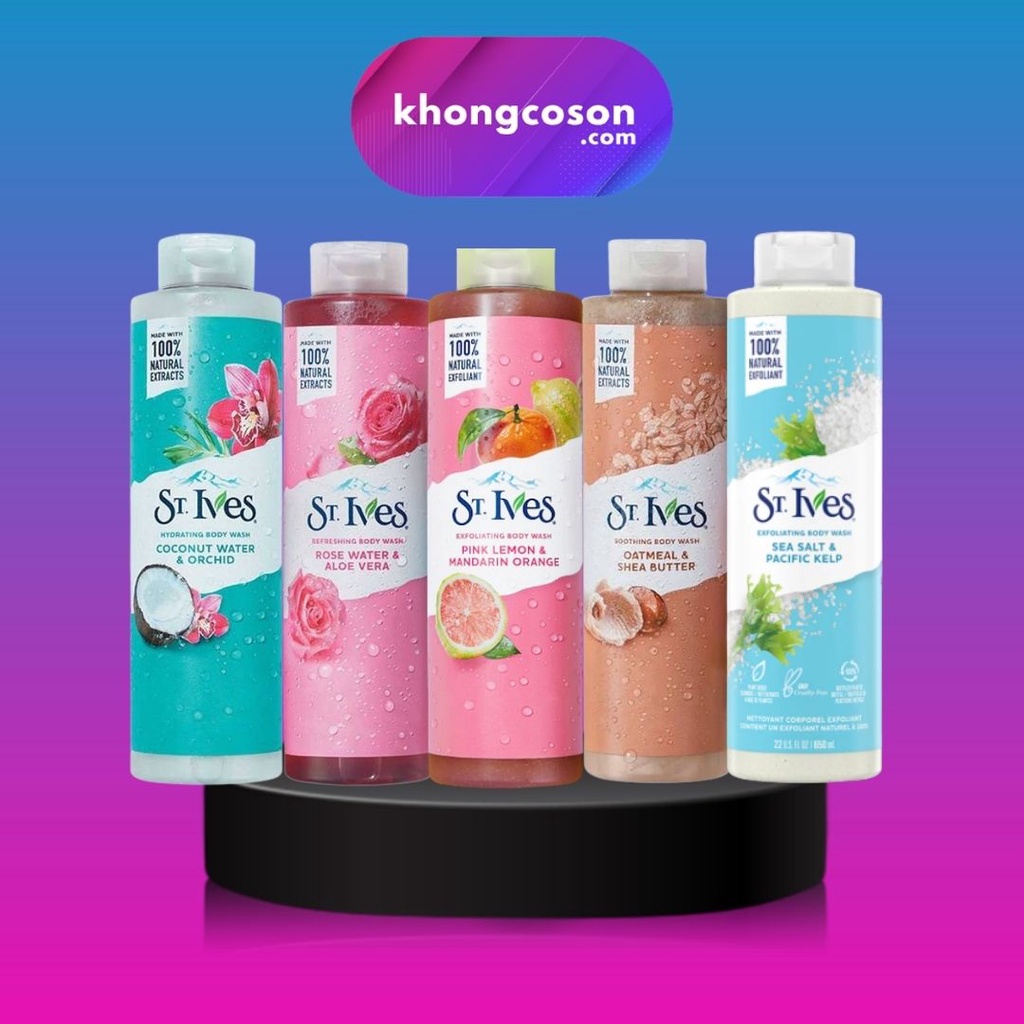 Sữa Tắm Tẩy Tế Bào Chết St.Ives Giúp Da Mịn Màng Sáng Khoẻ St.Ives Body Wash 650ml - Khongcoson