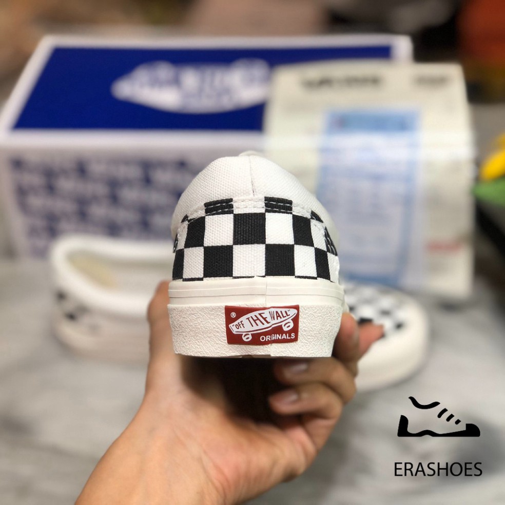 Tặng Nước Hoa [EraShoes] Giày Vans vault caro (Checkerboard Slip On) Bản SlÊU CẤP Nam/Nữ (Chụp tại Shop)