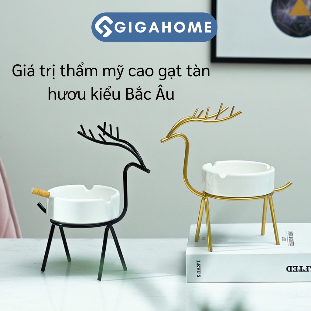 Gạt Tàn Thuốc Lá Kim Loại Hình Hươu GIGAHOME Phong Cách Bắc Âu Trang Trí Nhà 9484
