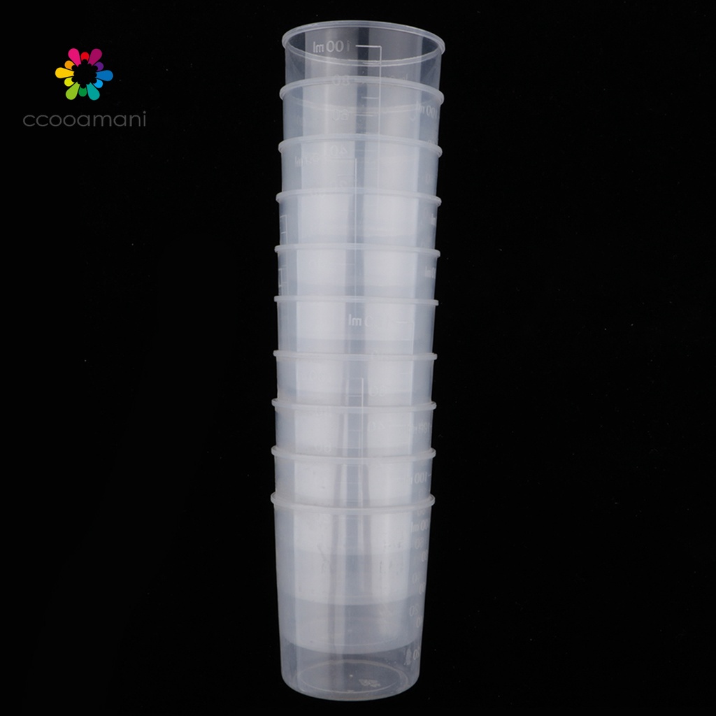 Set 10 Cốc Đong 100ml Bằng Nhựa Dùng Pha Chế Epoxy / Resin