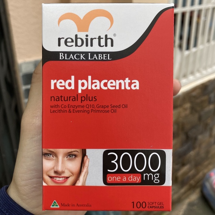 Viên nhau thai cừu 3000mg Rebirth Red Placenta 100 viên - hàng Air Úc