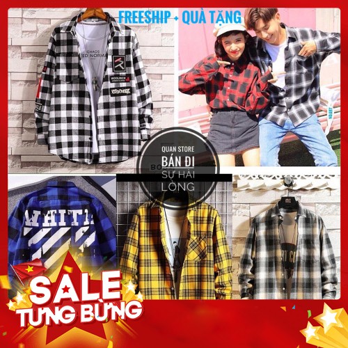 Áo Sơ Mi Flannel Caro Nam Nữ Đẹp💖FREESHIP+QUÀ TẶNG💖 Áo Sơ Mi Flannel Nam Nữ Cực Chất Nhiều Mẫu Phong Cách- QSTORE - Hà