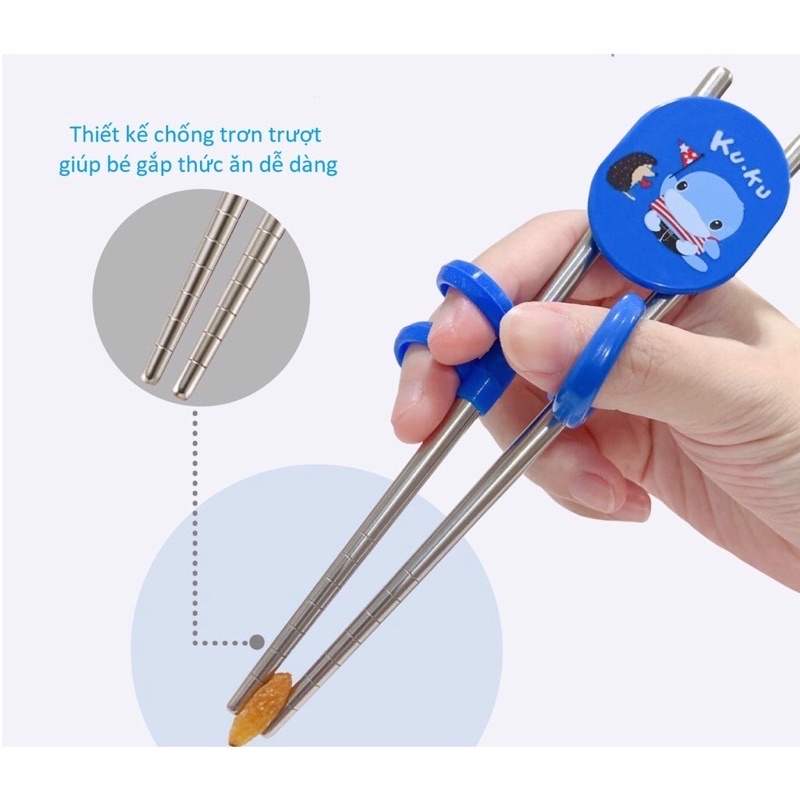Đũa tập ăn xỏ ngón cho bé KUKU Duckbill KU3039 (1 đôi)
