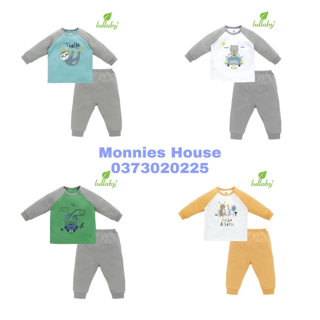[Ảnh thật] [Chính hãng] LULLABY Bộ quần áo dài tay LULLABY raglan bé trai