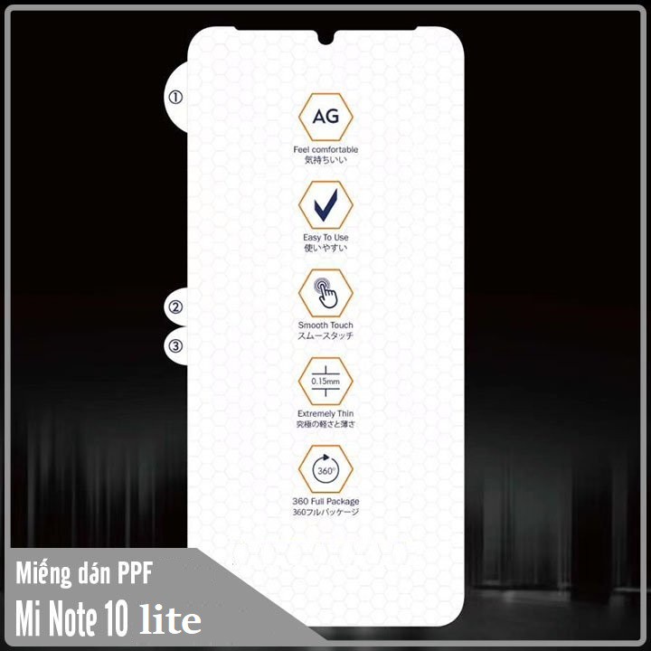 Dán PPF xiaomi note 10 lite mặt trước, mặt sau chống va đập, tự phục hồi vết thương