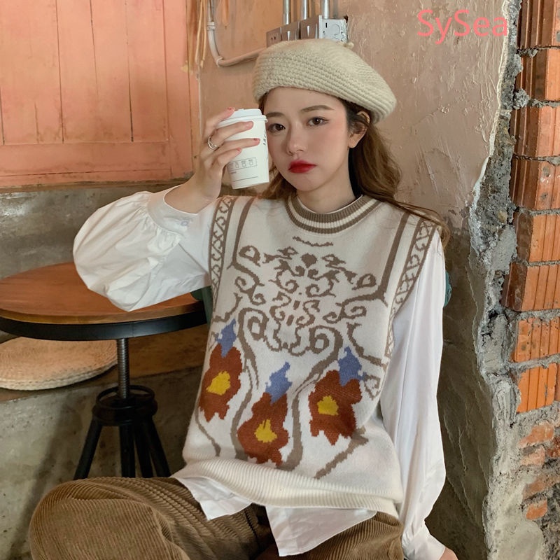 Áo sát nách cổ tròn dáng rộng kiểu Hàn Quốc thời trang mùa thu cho nữ | BigBuy360 - bigbuy360.vn