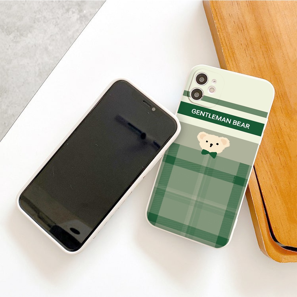 Ốp lưng iphone 13 pro max Gentleman Bear ốp bảo vệ camera vuông cạnh đủ mã 6 đến 11 12 13 promax